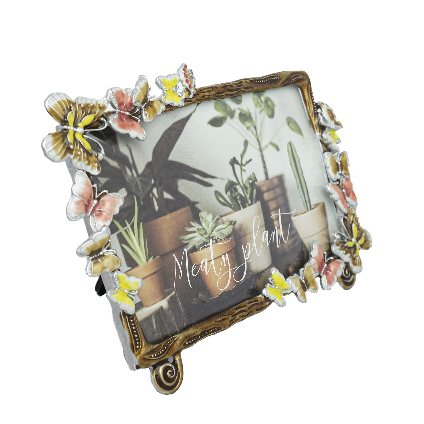 Tricune Floral Picture Frame Display Photo 4x6 Photo Frame Made of Metal and High Definition Glass for Table Top Display Horizontal Vertical