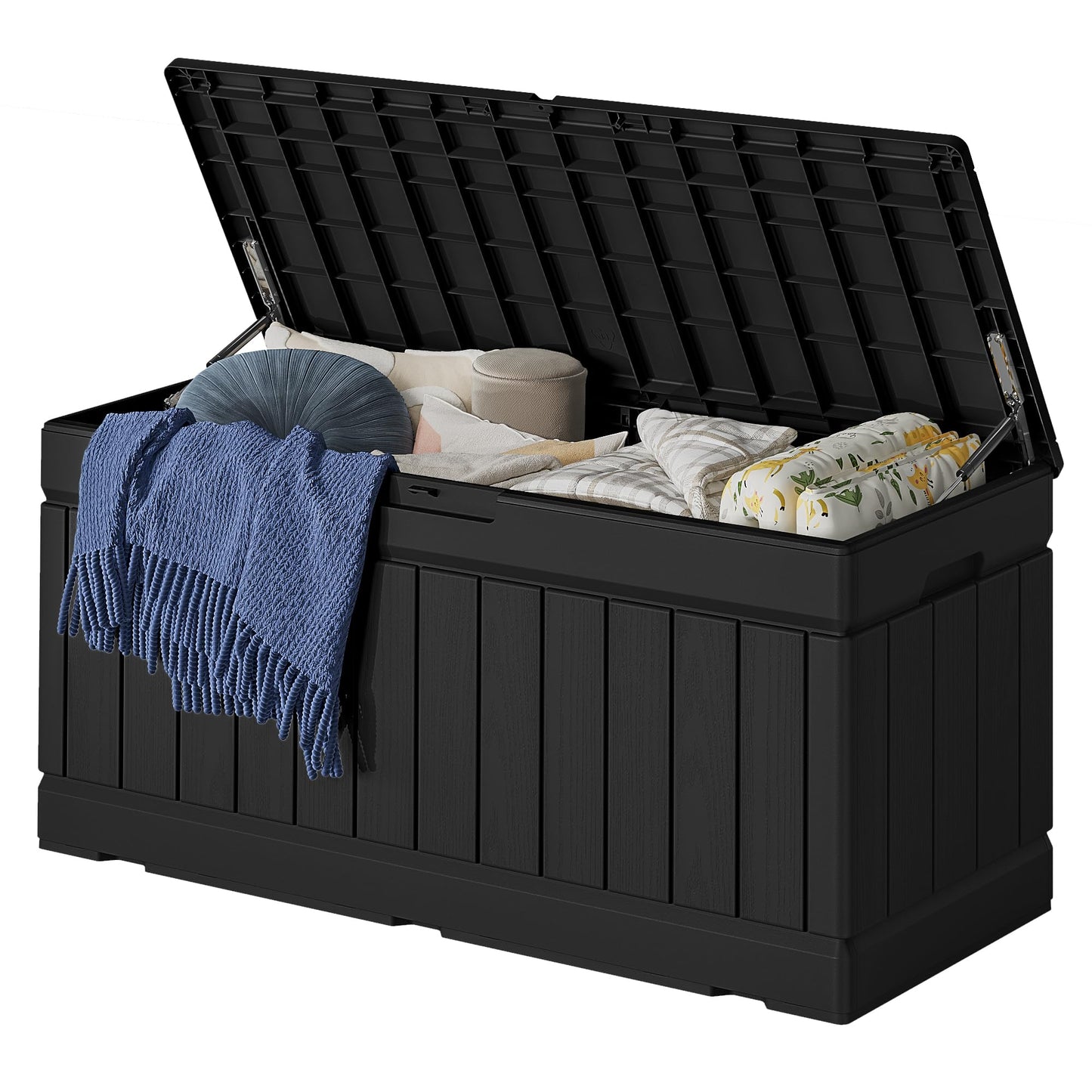 Acurax 78 Gallon Deck Box Outdoor Indoor Waterproof Storage Box for Patio Furniture, Pool Accessories, Garden Tools, and Cushion Storage, Black