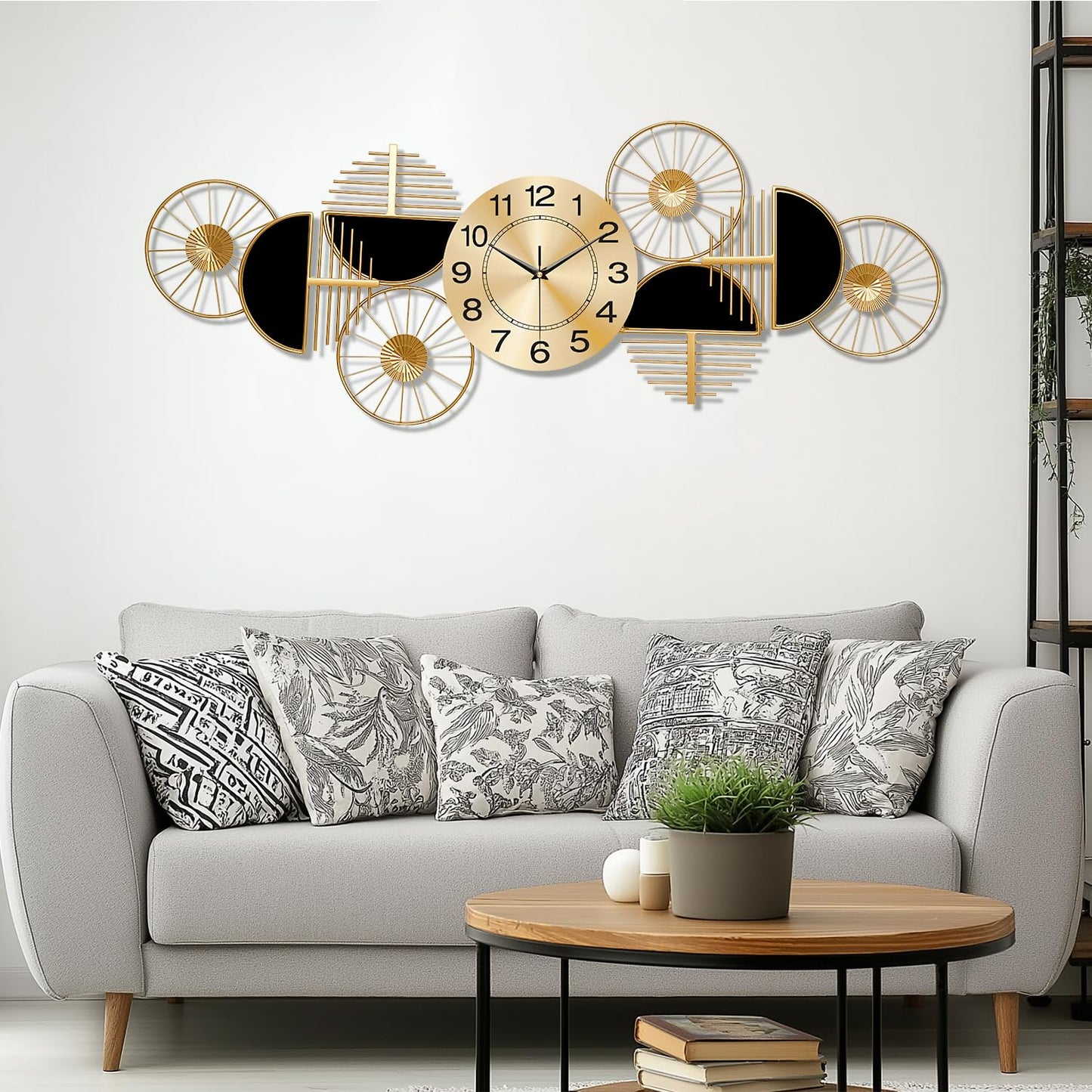 Large Wall Clock,Modern Silent Non-Ticking Metal Wall Art Wall Clocks Battery Operated, Horizontal or Vertical Hanging Clock for Living Room, Kitchen, Bedroom, or Office Wall Decor (40")