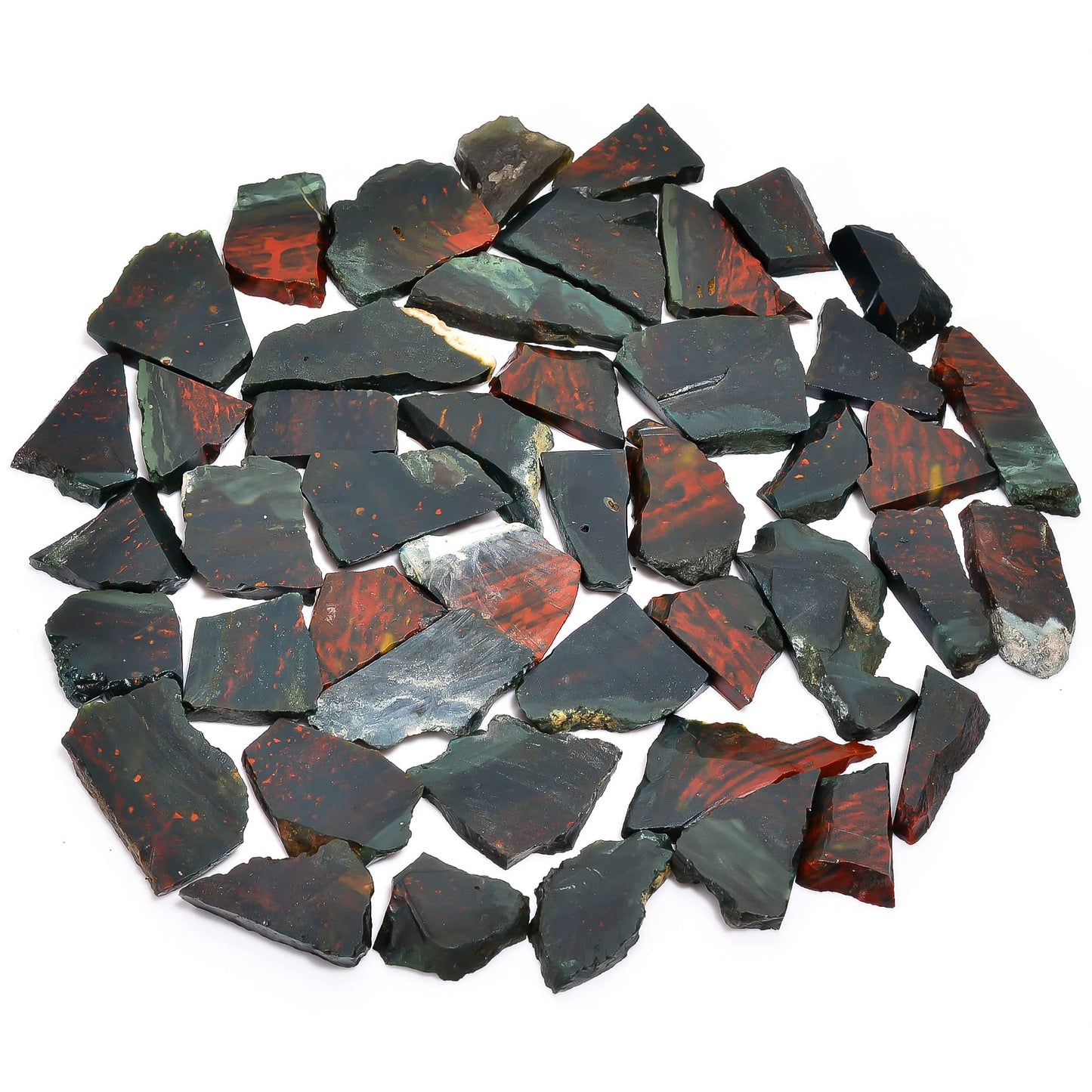 Natural Bloodstone Raw Slice Gemstone- Healing Crystals for DIY Jewelry Making -Loose Natural Cabochon -Perfect for Crafting Unique Jewelry Designs (5 pcs, 25-35 mm)