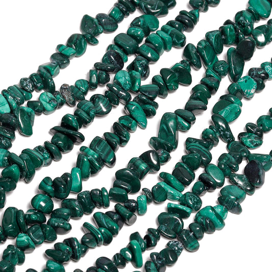 NITOPUPU 30in Malachite Natural Chip Stone Beads 5-8mm About 230pcs, Irregular Drilled Dark Green Bead for Bracelets Jewelry Making Supplies for Adults, DIY Crafts.