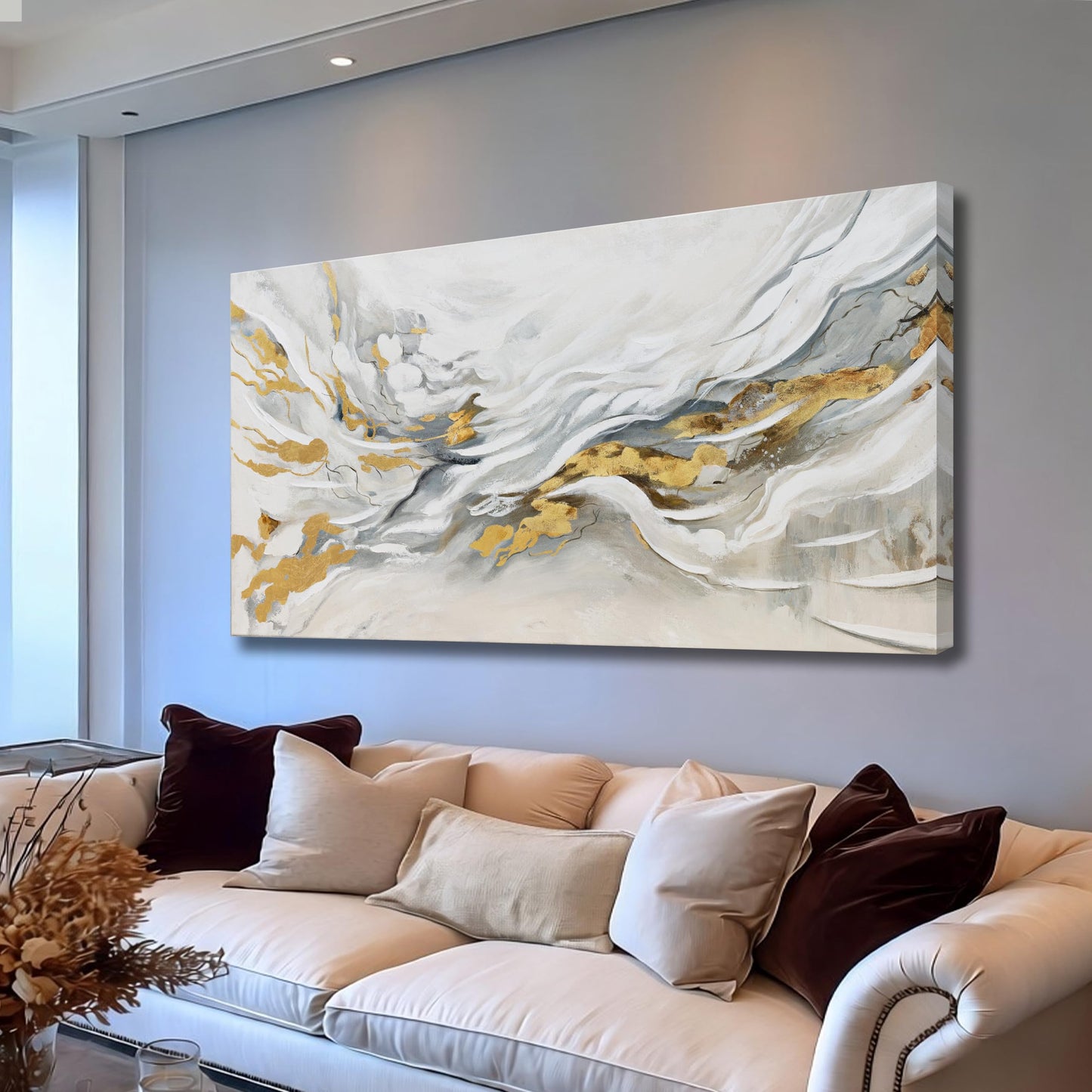 JBD JIETUAN Abstract Wall Art White Wall Decor Modern Canvas Painting Minimalist Wall Painting Unique Artwork for Living Room Dining Room Kitchen Office Home Decor 20x40 Inches