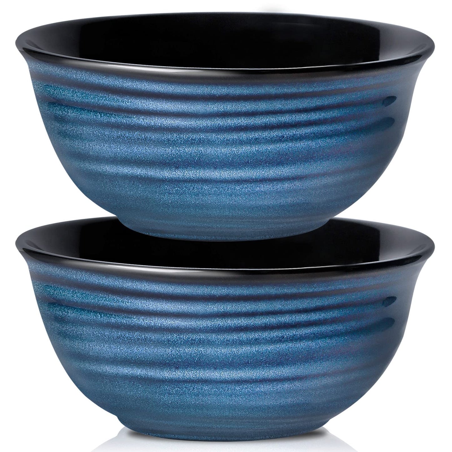 HASENSE Serving Bowls, 60 Ounces Ceramic Salad Pasta Soup Bowls, 8.5 inch Large Bowls for Kitchen Ramen Pho Fruit Cereal Popcorn, Microwave and Dishwasher Safe, Set of 2, Blue