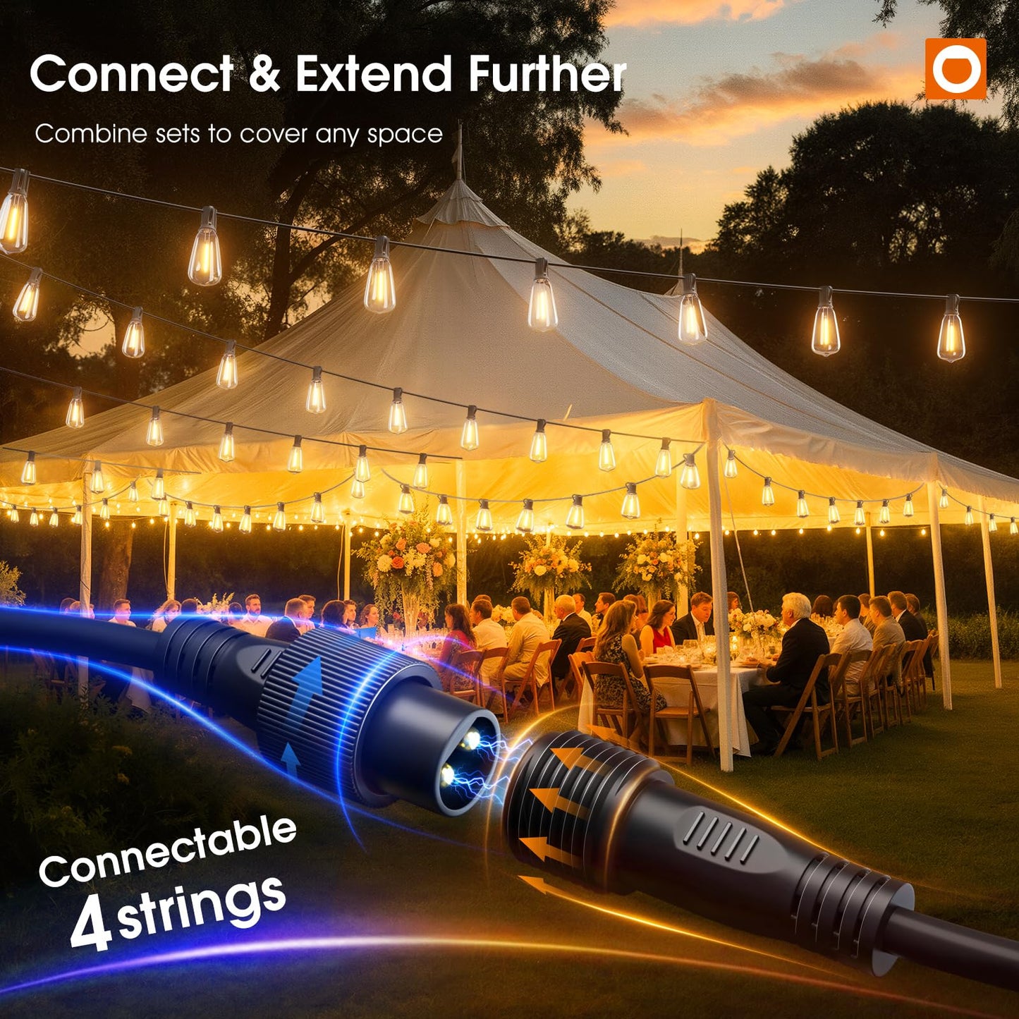 addlon 198FT Outdoor String Lights for Outside with Remote Waterproof Patio Lights with Plastic ST38 LED Edison Bulbs Outdoor Lighting Extra Long for Backyard Bistro Porch Garden Pergola Party Decor