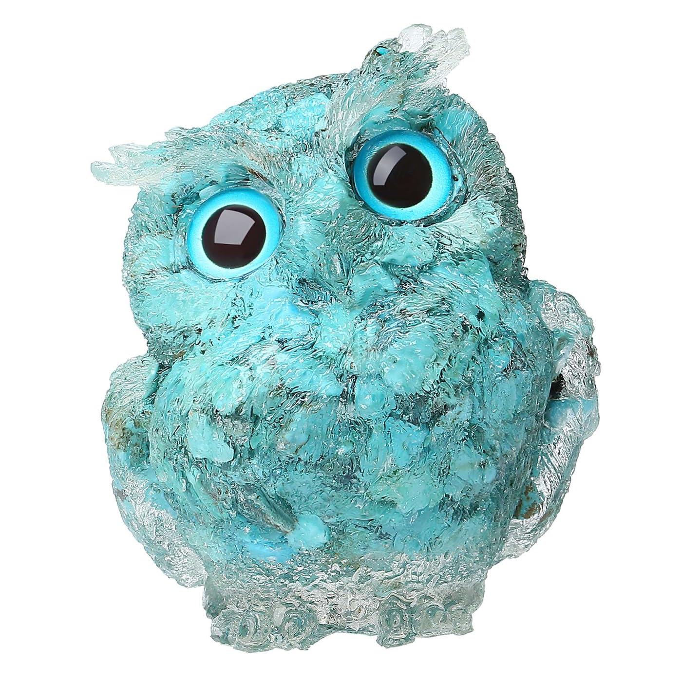 LAIDANLA Turquoise 2.4" Owl Statue Natural Healing Crystal Cute Owl Animal Figurine Pocket Sculpture Reiki Spiritual Energy Gemstone Home Office Room Desk Decor Gifts for Women Men