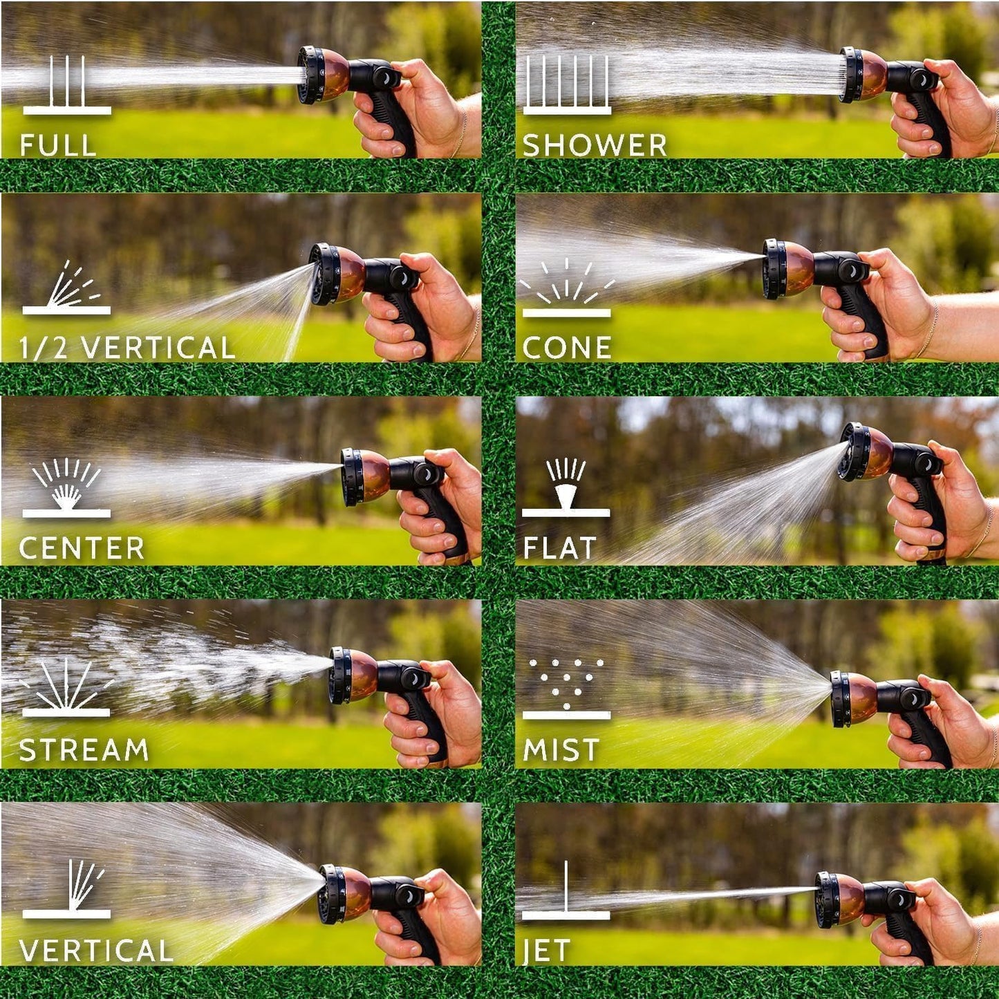 100FT Expandable Garden Hose - with 10-Function Spray Nozzle - Lightweight, Flexible, 3/4" Solid Brass Fittings-champagne