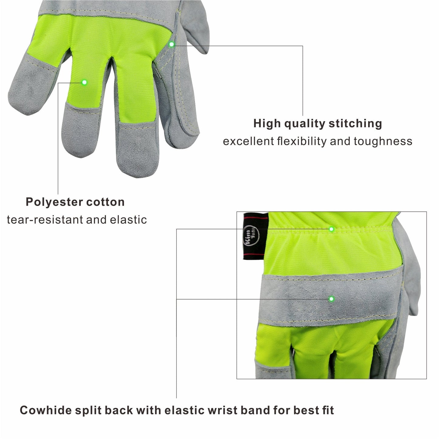Kim Yuan Leather Work Gloves, Anti-slippery & Dirt-resistant, Perfect for Gardening/Construction/Motorcycle, Men&Women M/L/XL (M)