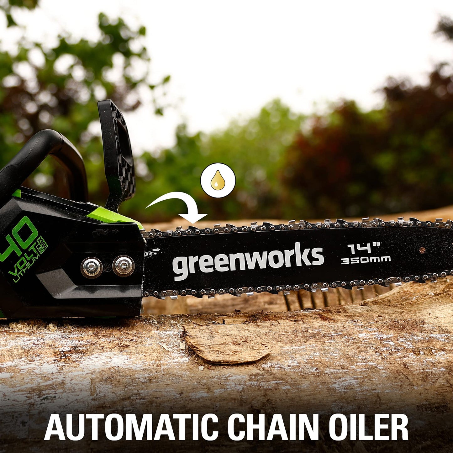 Greenworks 40V 14-Inch Cordless Chainsaw, 2.5Ah Battery Included (Great For Storm Clean-Up, Pruning, and Camping)