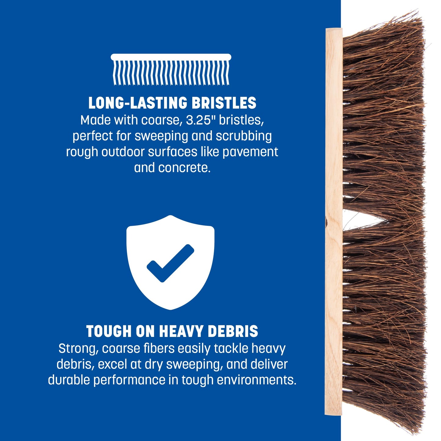 SPARTA Flo-Pac Garage Sweep with Palmyra Bristles, Heavy Duty Broom Head for Indoor and Outdoor Use on Rough Surfaces, 18" Long, 1 Count, Natural