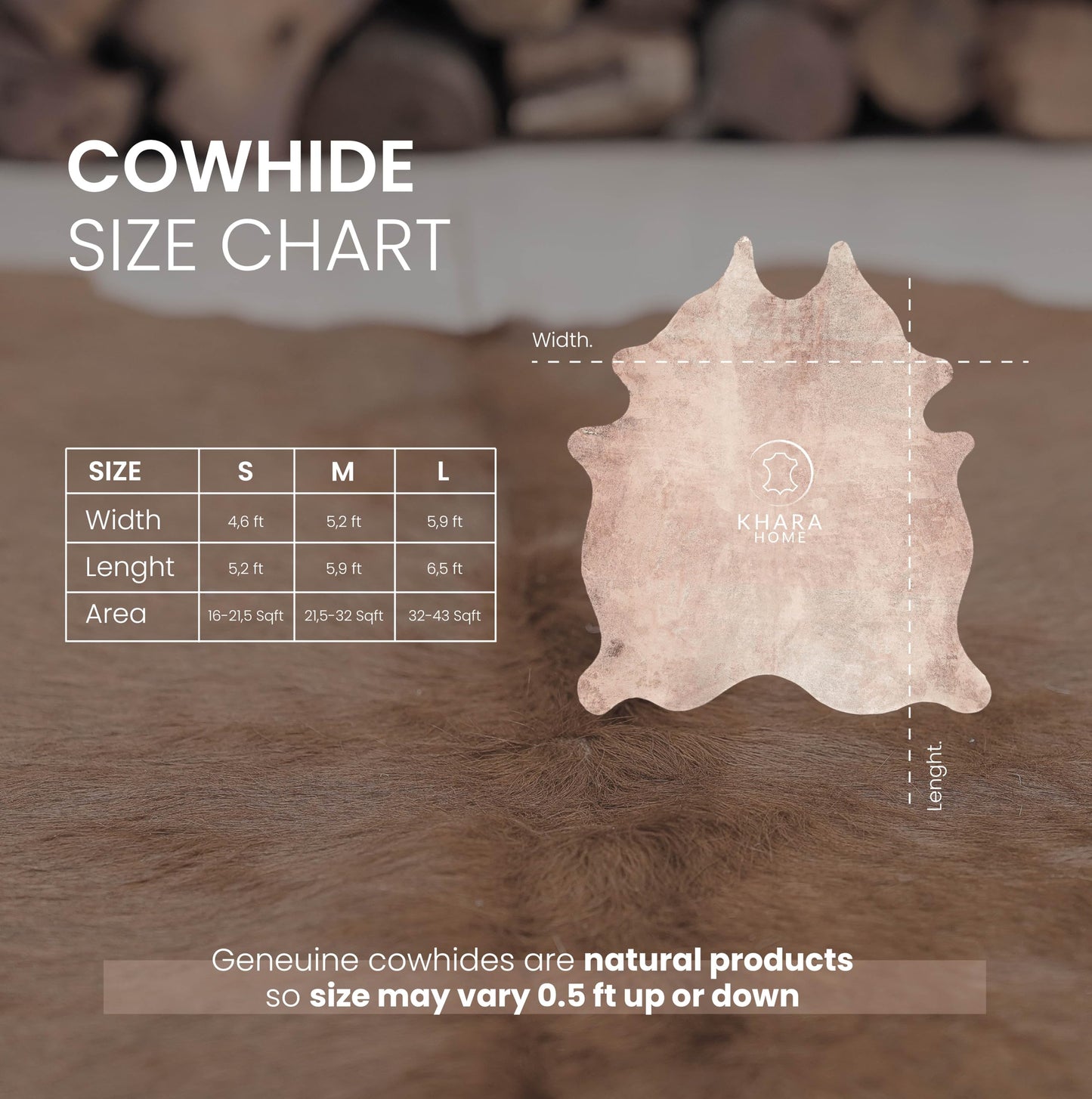 Khara Home Premium 100% Genuine Cowhide Rug Large 5x7 Ft Leather Area Rug for Living Room, Cozy, Unique, and Durable, Western Home Decor – from Argentina (Dark Brindle, 5 x 7)