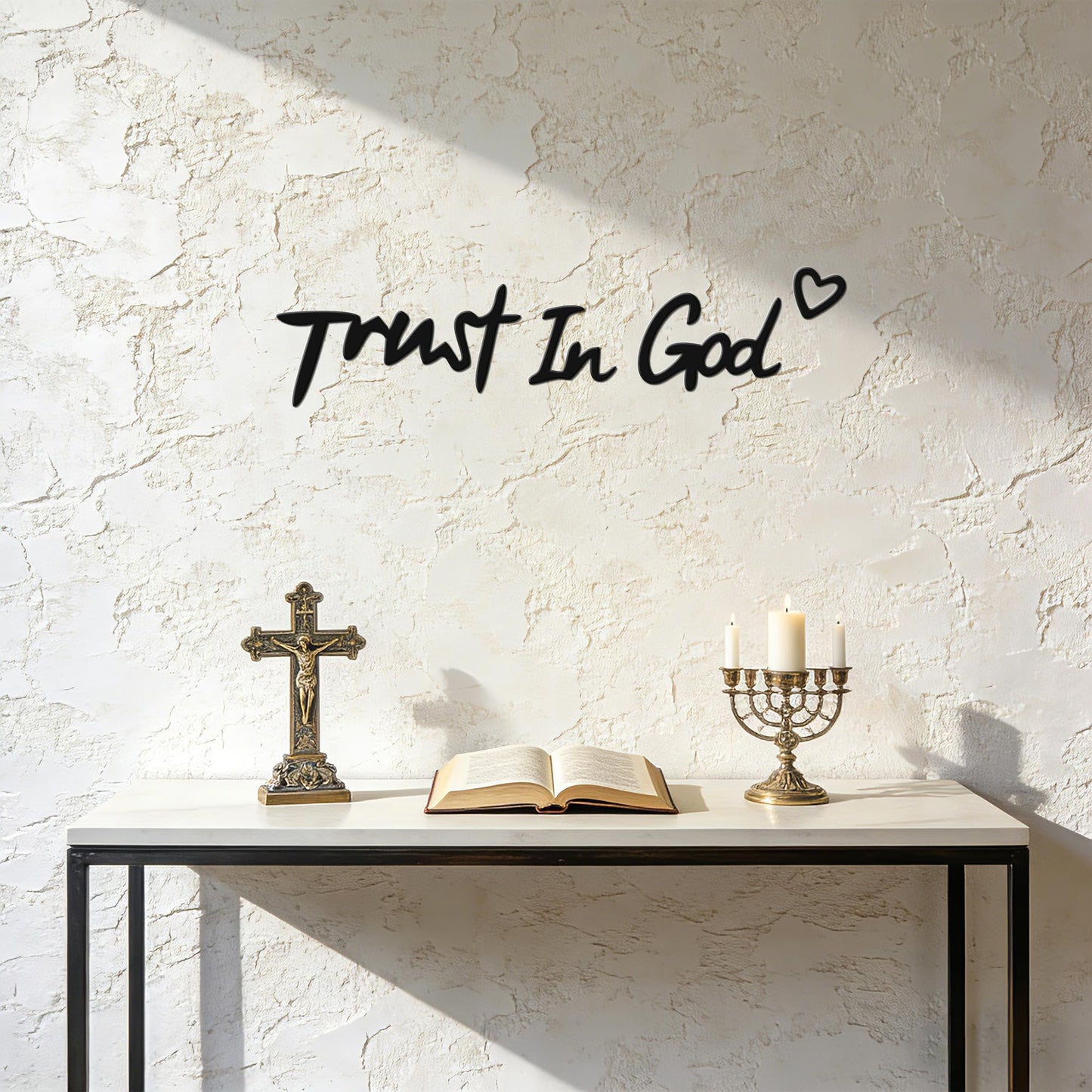 YATEASLU “Trust in God” Sign Inspirational Scripture Wall Art for Home Decor, Faith-Based Living Room Wall Art & Heartwarming Gift