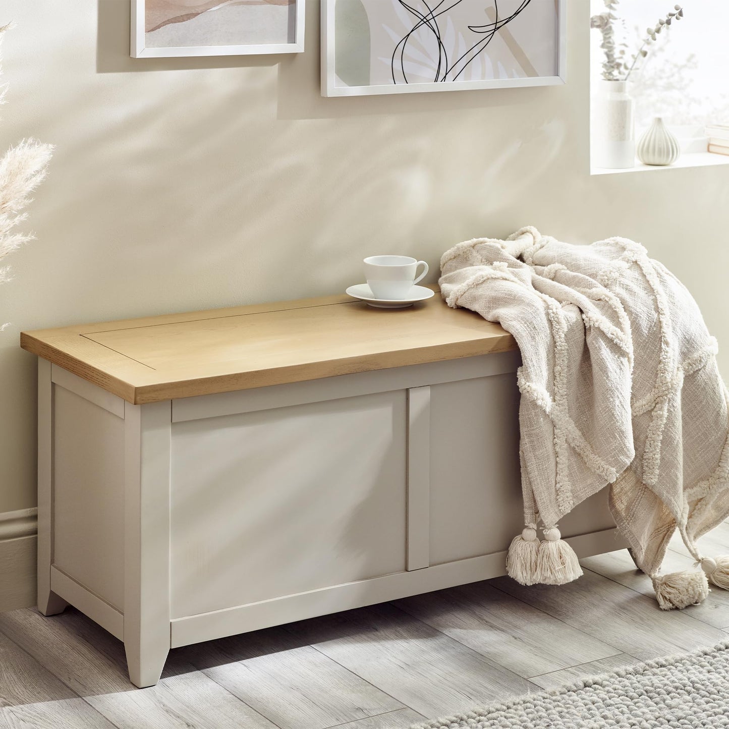 Julian Bowen Richmond Wooden Storage Bench, Elephant Grey, 45 x 105 x 40 cm