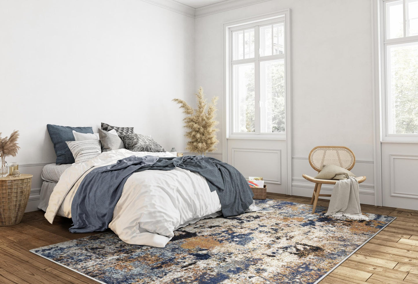 Keen Home Design Area Rugs - 48"x72" Non-Shedding, Thick Pile Abstract Rugs for Kitchen, Living Room, Bedroom, Dining Room, Entryway - Size: 4' x 6', Skies Multi