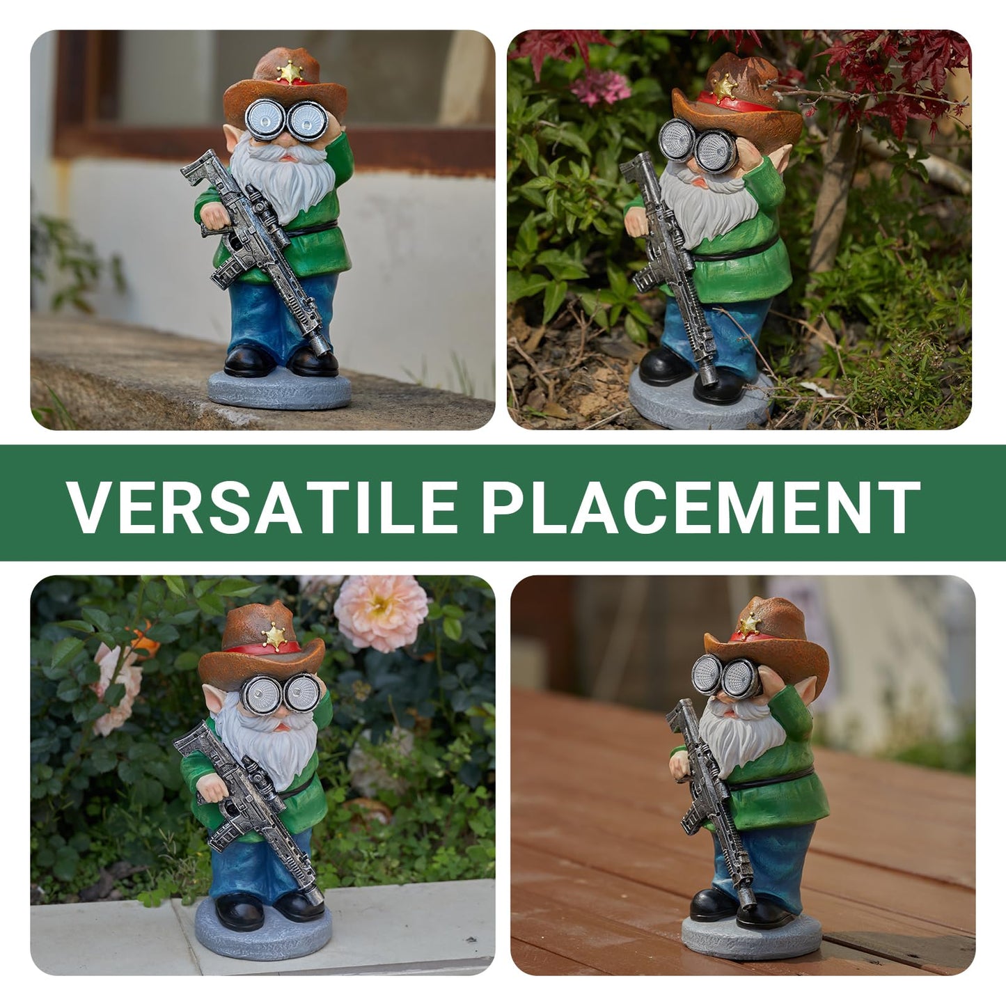 Elegondrar Funny Garden Gnomes Statue Outdoor Decor, Solar Telescope Gnome Decorations for Yard, Lawn, Patio, Porch, Christmas Birthday Housewaming Gifts for Dad, Men, Husband, 10.6 Inch, Resin