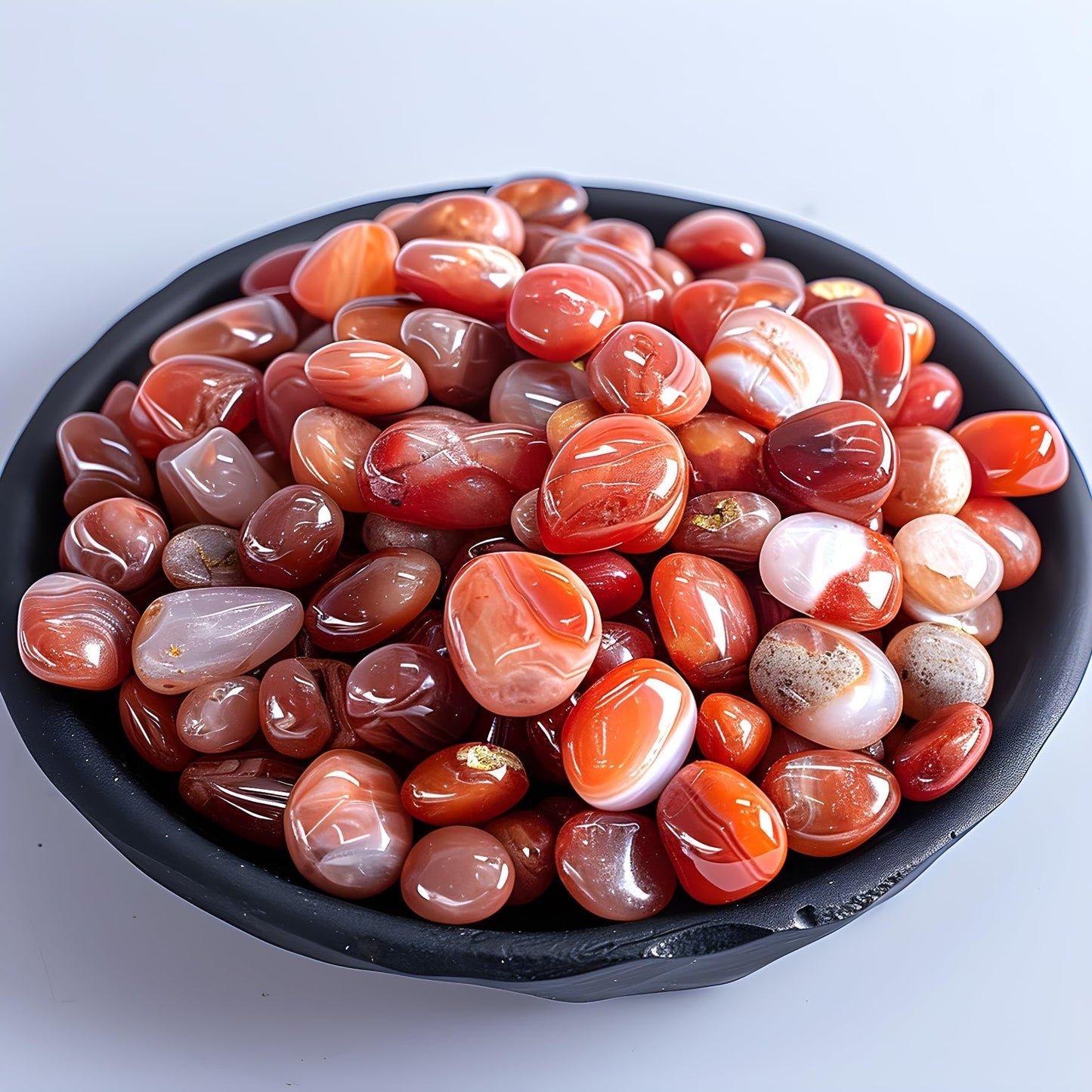 SigMntun Polished Carnelian Crystal Stone Set - 72 Pcs, 0.5" 10 oz Handpicked Tumbled Gemstones Rocks Quartz, Pebbles for Reiki, Chakra, Healing, Home Decor, 0.5" - 10 oz Mahogany Obsidian