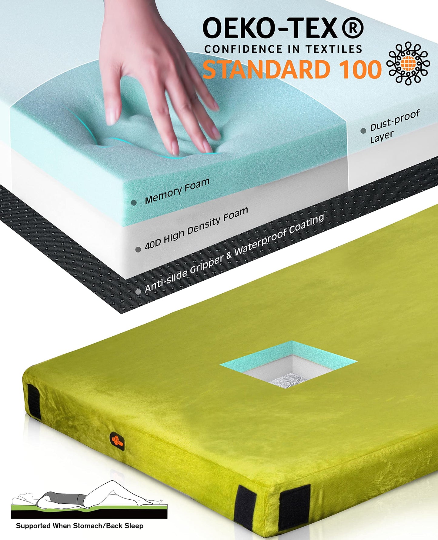 GAIALOOP 3 Inch Memory Foam Camping Mattress, Dual Layer Thick Sleeping Camp Pad for Car Tent Cot, Roll-Up Portable Glamping Floor Bed for Guests Sleepover[Single: 75 * 30 * 3"]