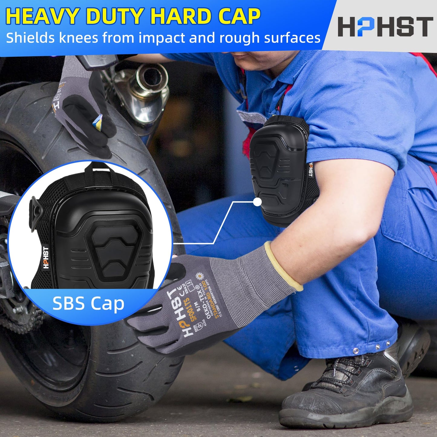 HPHST Professional Heavy-Duty Work Knee Pads with Gel & Foam Cushion – Slip-Resistant Support for Construction, Flooring, and Gardening (Black)
