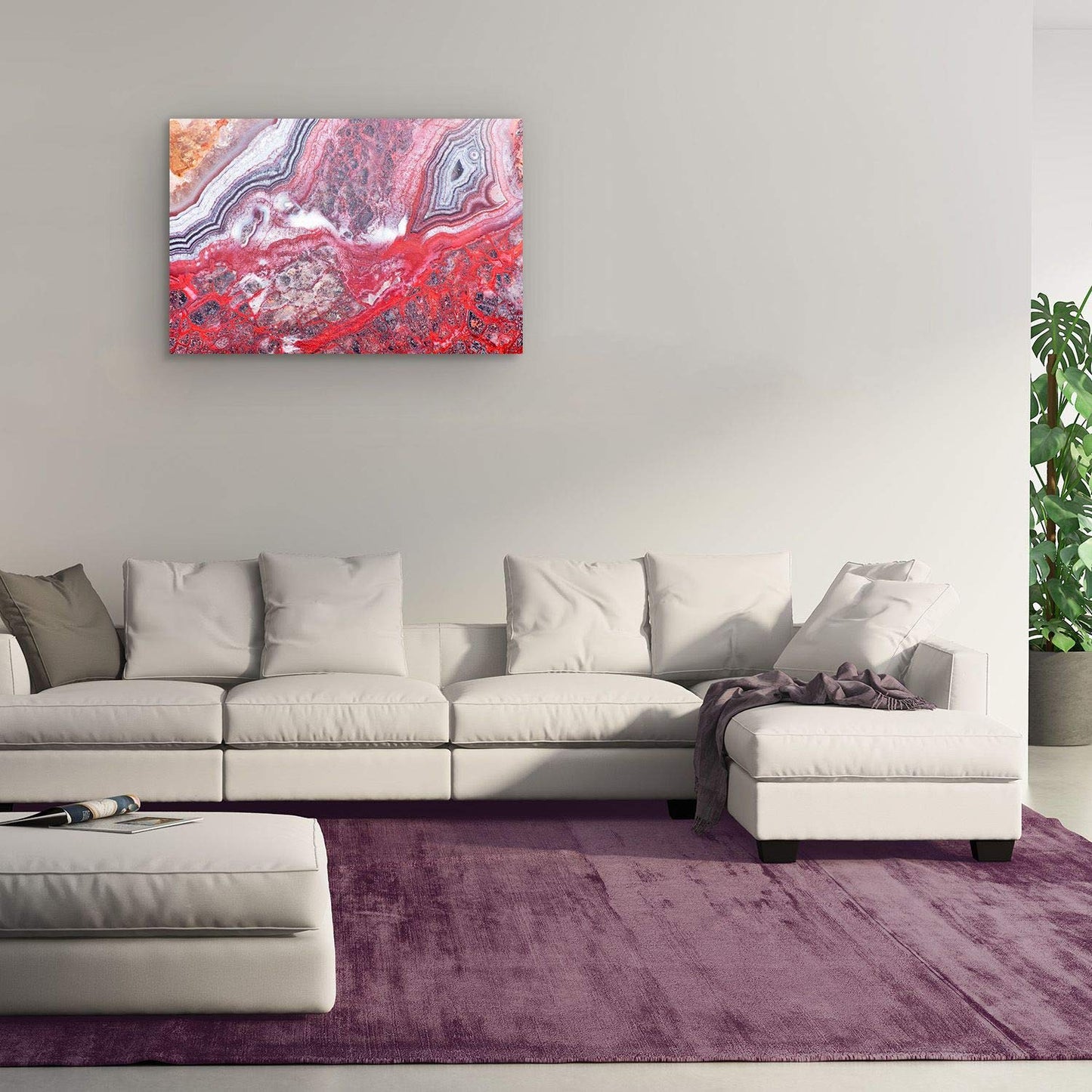 Startonight Acrylic Glass Wall Art - Abstract Yellow Agate - Glossy Artwork 24" x 36" Home Decor Ready to Hang