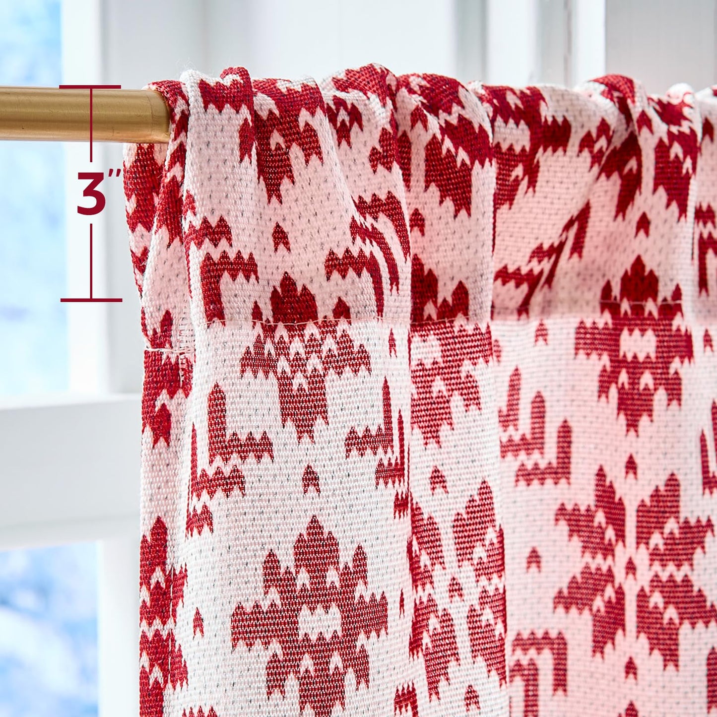 jinchan Snowflake Plaid Christmas Curtains 36 Inch Length Cafe Curtain Red Faux Canvas Textured Knit-Look Tier Curtains Holiday Christmas Decorations for Living Room Small Windows Rod Pocket 2 Panels