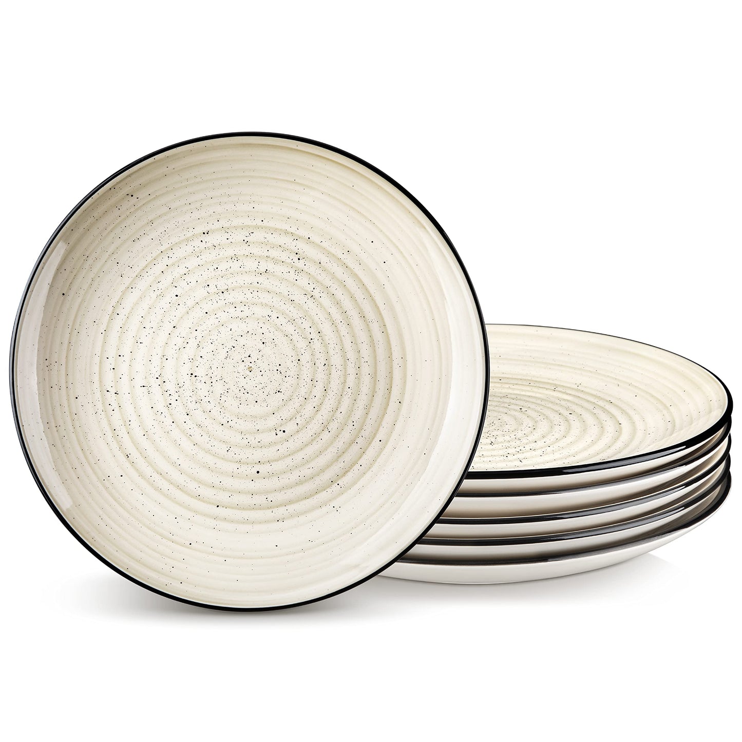 vancasso Bonbon Dinner Plates Set of 6, 10.5 Inch Ceramic Dinner Pasta Plates,Large Dinnerware Plate for Kitchen, Microwave & Dishwasher Safe Serving Bowls, Beige