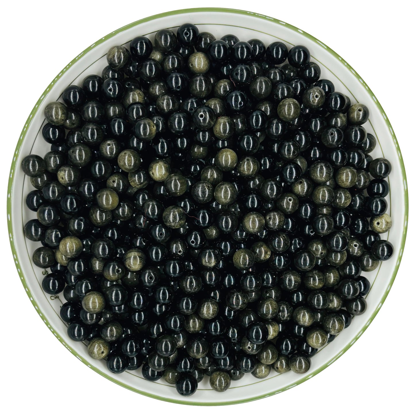 WHNKFB 10mm 50PCS Natural Gold Sheen Obsidian Round Beads, Metallic Luster Loose Gemstone Beads for Jewelry Making Craft - 4mm 6mm 8mm 10mm Options with Free Elastic Cord