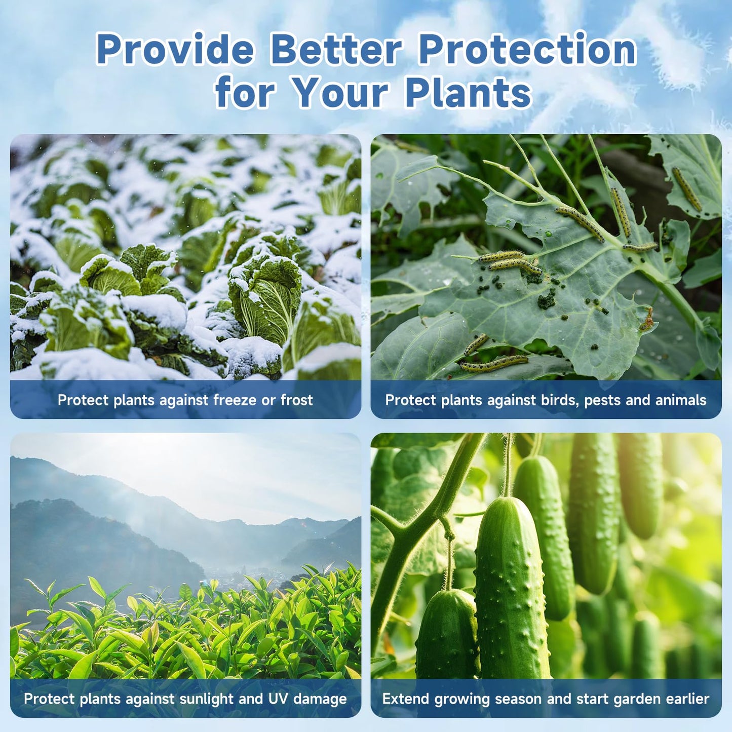 Plant Covers Freeze Protection,10 ft x 20 ft 1.1oz/yd² Thicker Floating Row Blanket Cover Fabric Plant Cloth for Winter Frost Snow and Garden Protection