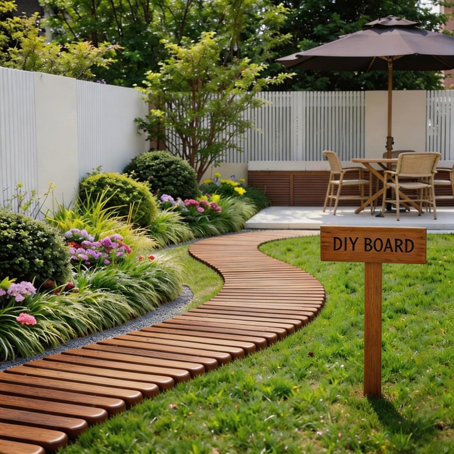 Spurgehom 7FT Wooden Pathway, Roll Out Cedar Curved Walkway, Patio Path Boardwalk Walkways,Weather-Resistant Outdoor Path for Backyard, Beach & Wedding Events
