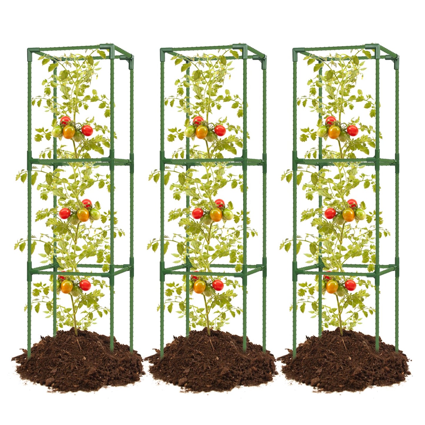 joyhalo 3 Pack Tomato Cage for Garden, 47 Inch Heavy-Duty Tomato Trellis, Height Adjustable Garden Trellis for Climbing Plants Vegetables Flowers Cucumber Peony