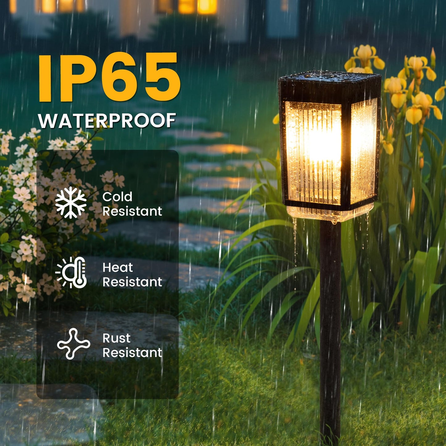 HMDecor Solar Pathway Lights, 8 Pack Solar Powered Garden Lights Waterproof IP65, 10-40 LM Auto On/Off Outdoor Light for Lawn Patio Walkway Driveway Decor Landscape Lighting (Warm White)