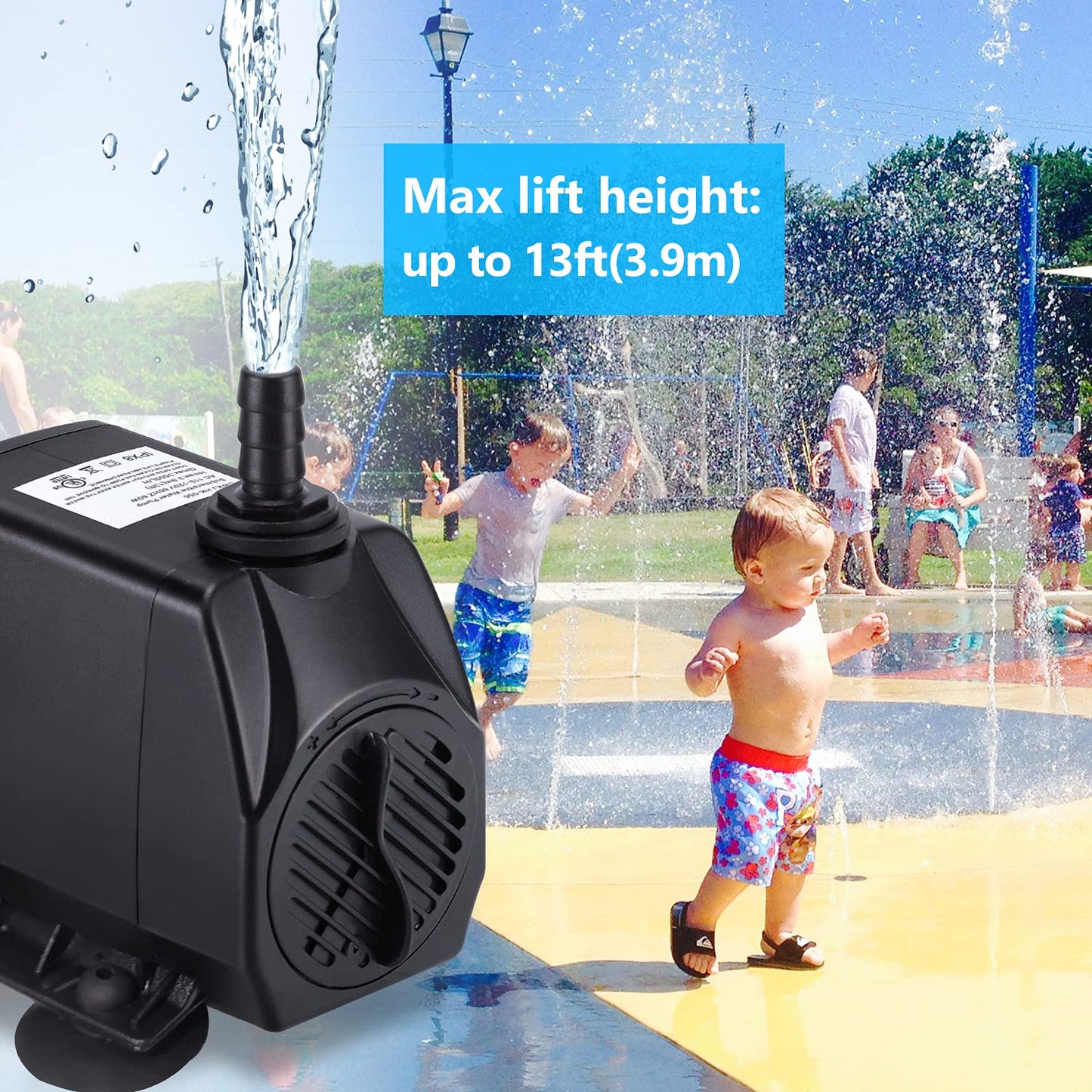CWKJ Fountain Pump, 880GPH Submersible Water Pump, Durable 60W Outdoor Fountain Water Pump with 6.5ft Power Cord, 3 Nozzles for Aquarium, Pond, Fish Tank, Water Pump Hydroponics, Backyard Fountain