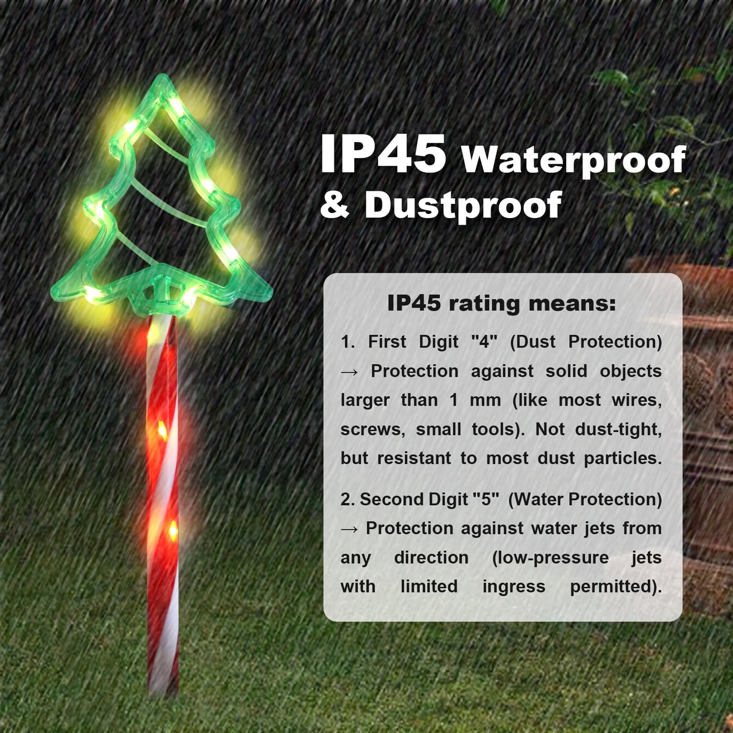 Christmas Tree Outline Solar Lights 5 Pack, 17’’ Cute Size Pine Tree Outline Garden Solar Lights for Out Decor, IP45 Wateproof and Dust Resistance, Solar Powered Yard Light for Christmas Decor