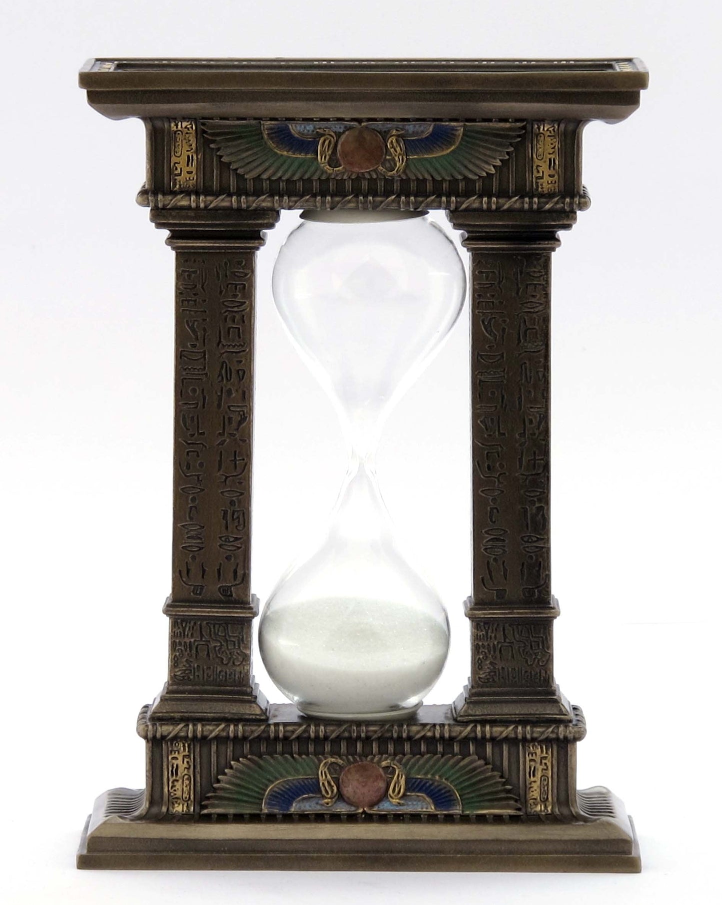 Veronese Design 7 1/8 Egyptian Winged Sun Columns Hourglass Resin Sand Timer 5 Minutes