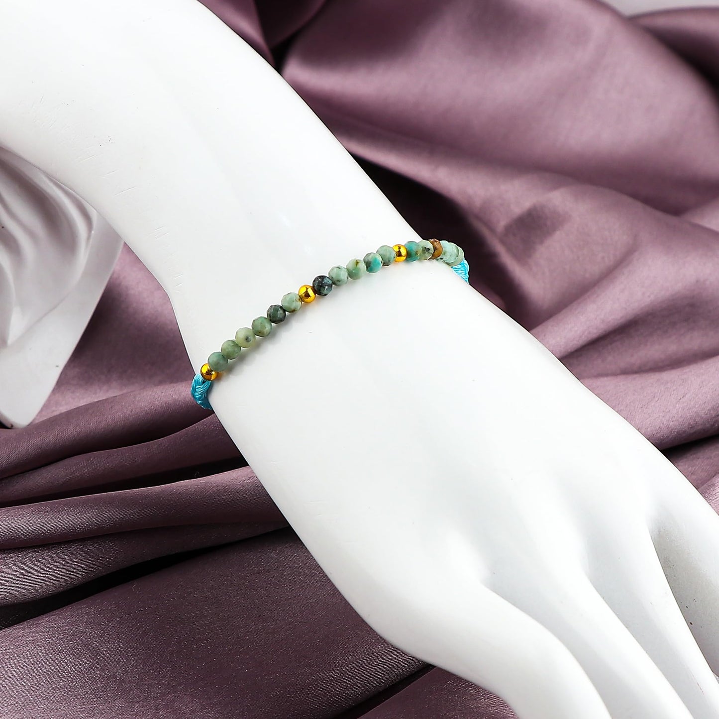 GEMSYMPHONY Tibetan Turquoise Gemstone Beads Braided Bracelet – 3.5mm Natural Stone Beads, Handmade Adjustable Braided Rope Bracelet, Healing Crystal Jewelry for Men & Women, Unisex Boho Gift