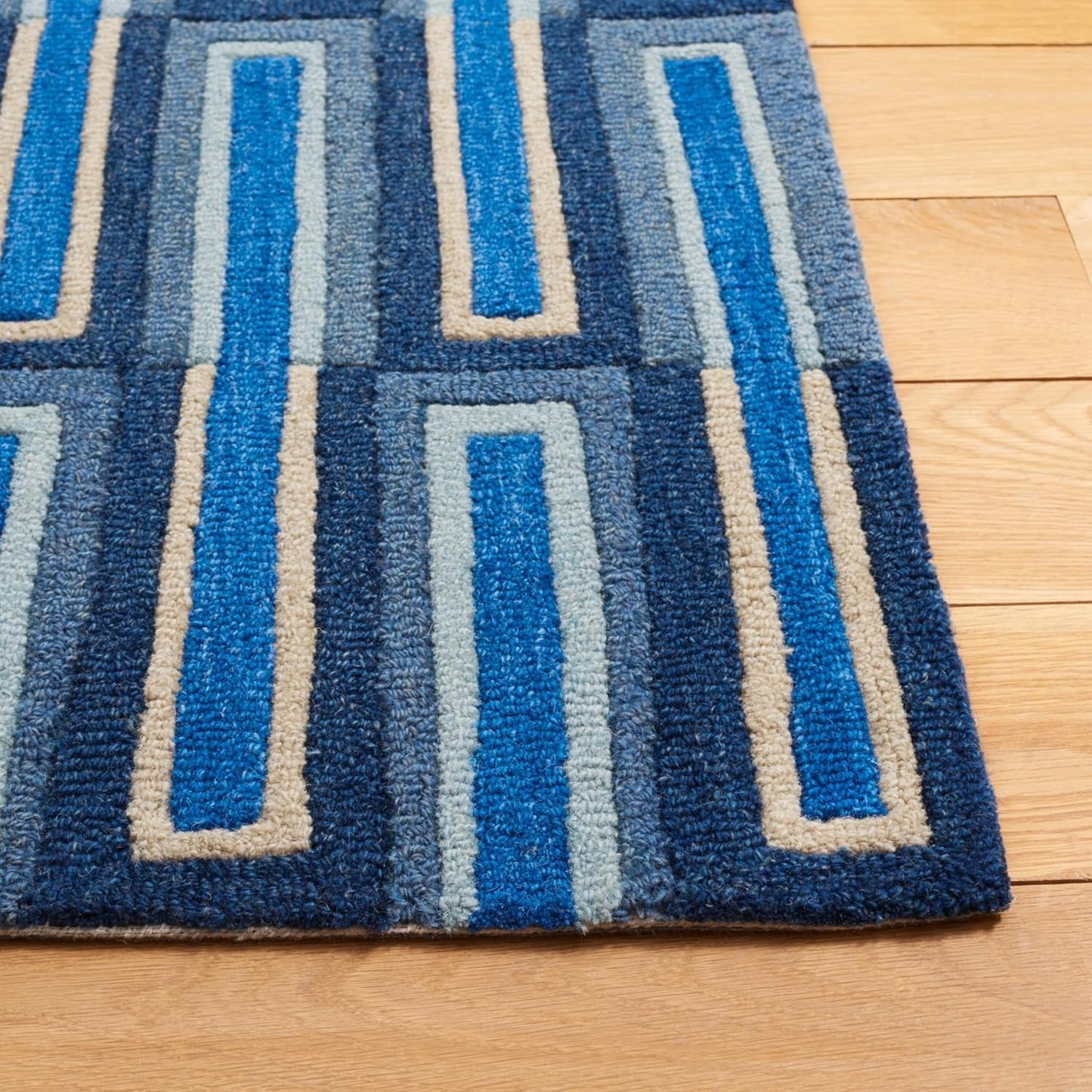 TTC THREAD & TEXTURE CARPET Hand Tufted Area Rug Soft Wool Carpet with Cotton Backing Elegant Home & Office Floor Décor Weight- (9 Pound) 3' x 5' (Rectangular) Blue1