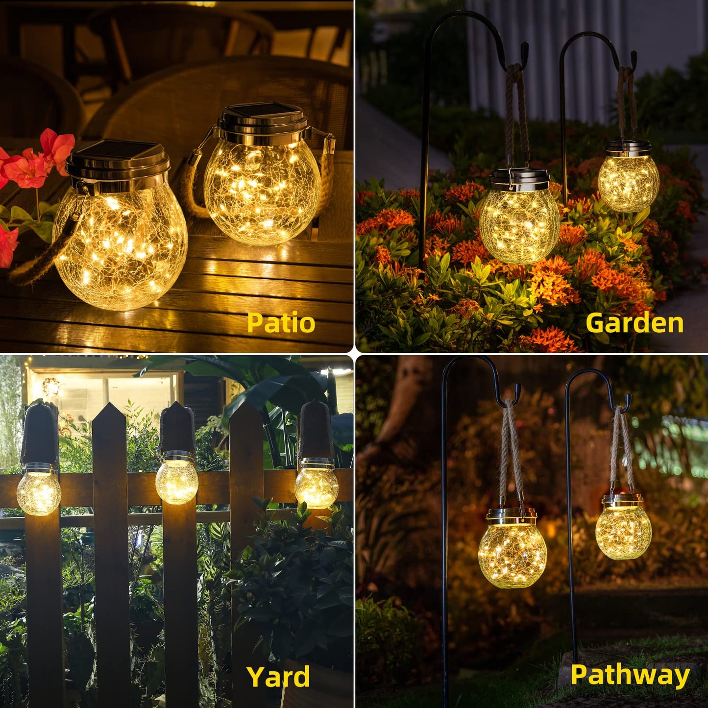 ROSHWEY Solar Lantern Gifts for Women, 2 Pack Hanging Garden Decor Lights Outdoor Waterproof with 30 LED for Halloween Christmas Easter Gift, L Size