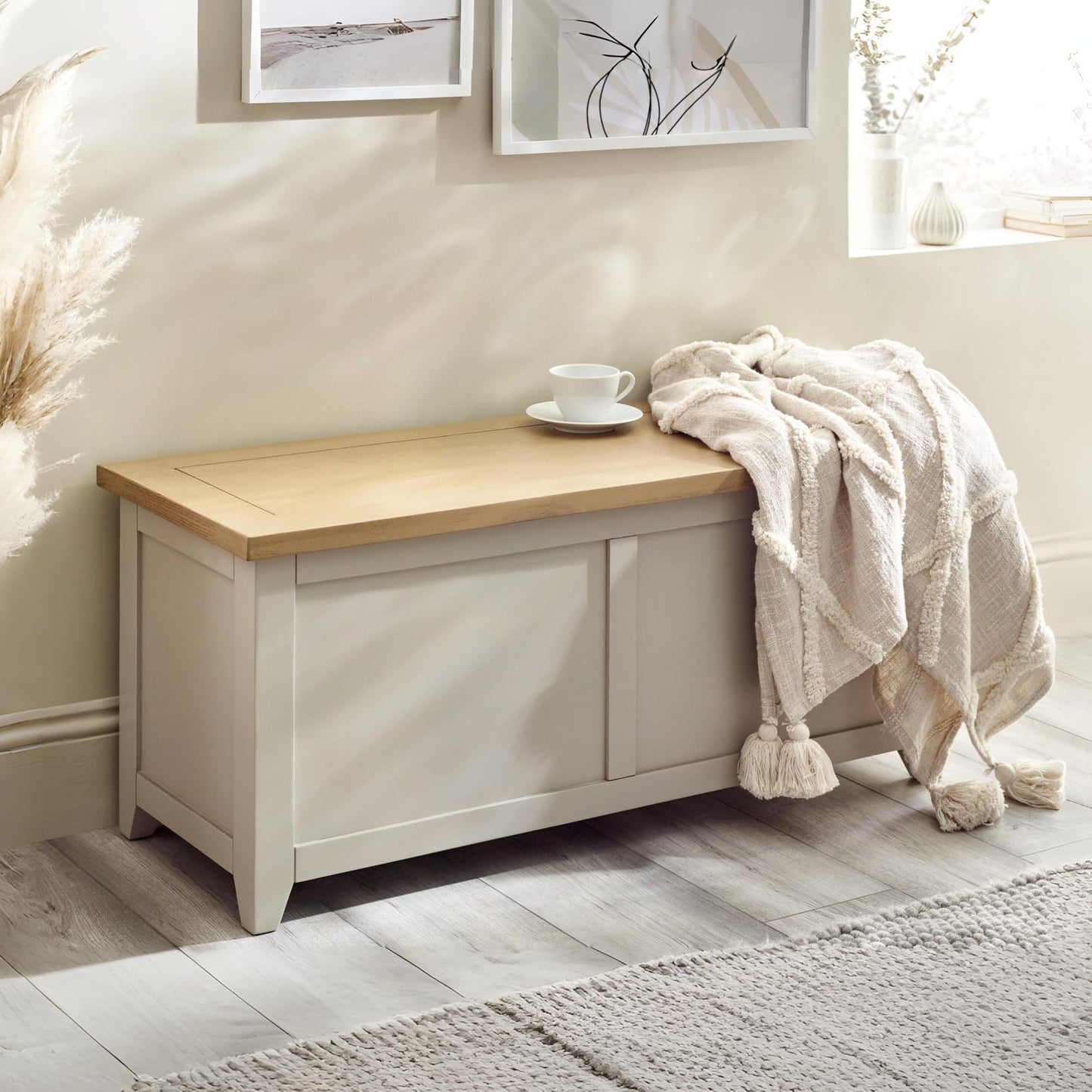 Julian Bowen Richmond Wooden Storage Bench, Elephant Grey, 45 x 105 x 40 cm