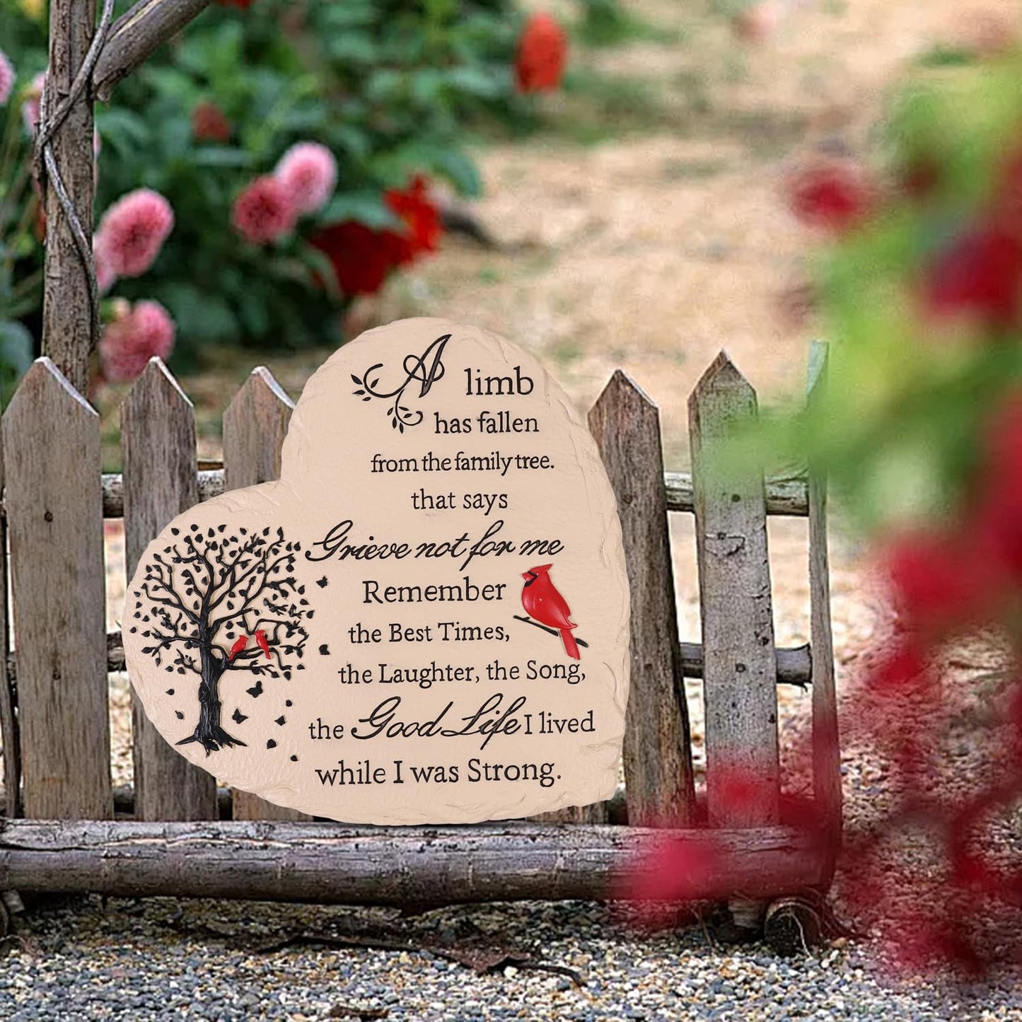 Heart Shaped Memorial Garden Stones, 10 inches Sympathy Garden Stone for Loved One, in Memory of Loved one Gifts, Resin Garden Stepping Stones Outdoor, Memorial Gifts