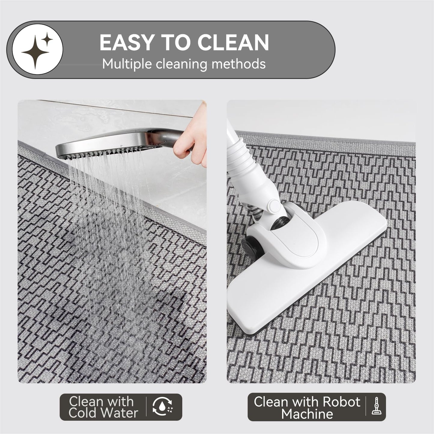 YDKGL Ultra Thin Bathroom Rugs Mat Quick Dry Absorbent Non Slip Bath Mat Bath Mats for Bathtub Mat Bathroom Carpet Fit Under Door Washable Floor Rubber Half Round Bath Rugs Grey 16x24