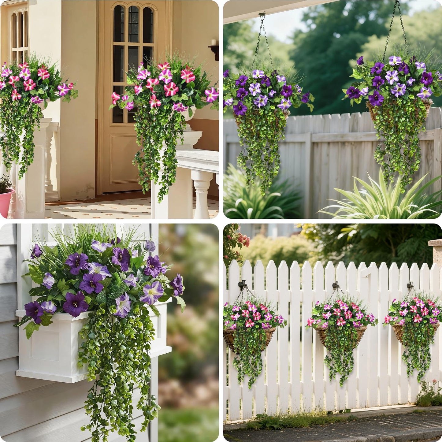 Waipfaru 4Pcs Fake Hanging Plants 2.7ft Fake Plants Eucalyptus Leaves UV Resistant Fake Vines Ivy Artificial Plants Outdoor Faux Plants Indoor Bedroom Living Room Boho Wall Porch Shelf Decor