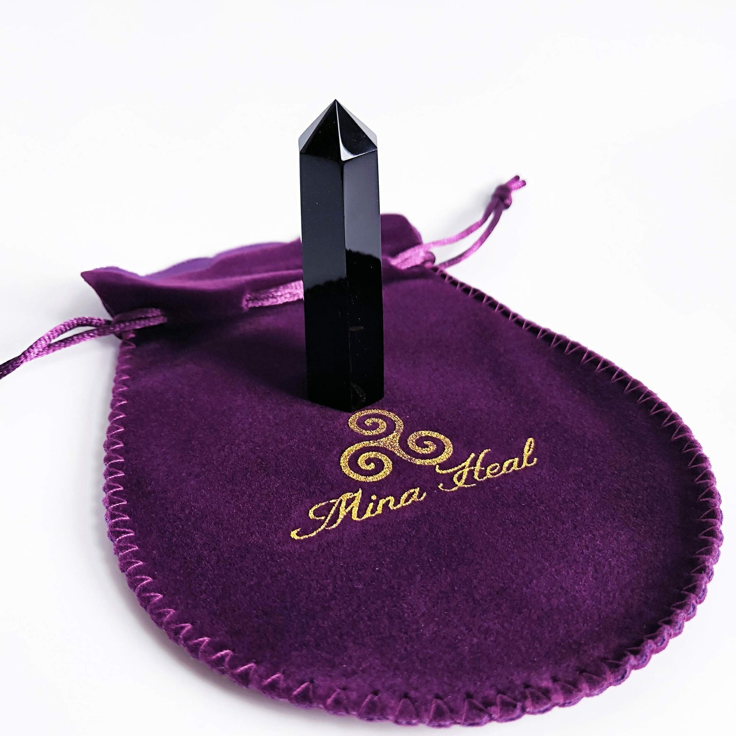 Black Obsidian Healing Crystal Wands Point Faceted Prism Bars for Reiki Chakra Meditation Therapy Deco