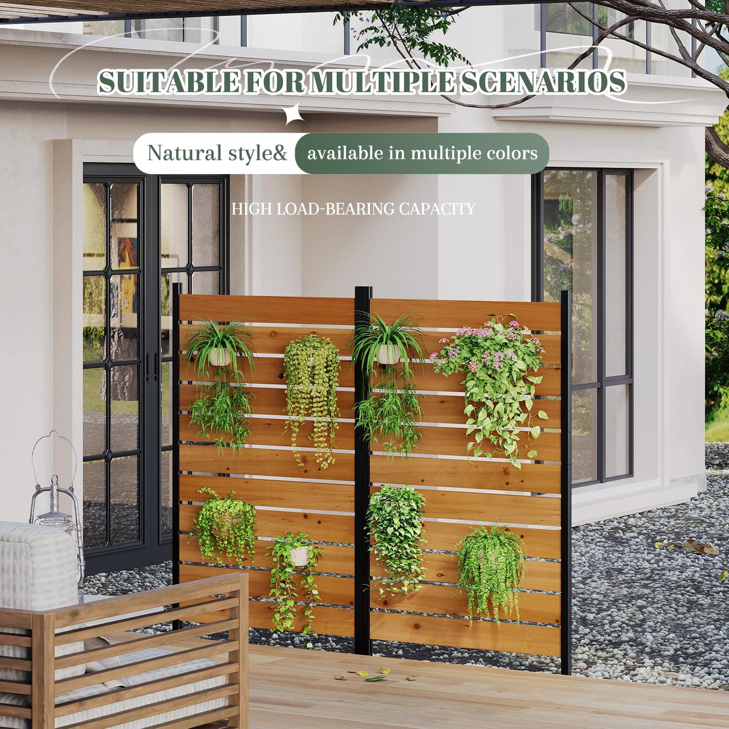 Privacy Fence Screen Outdoor Freestanding Privacy Fence Panel Decorative Patio Privacy Screen Air Conditioner Fence Outdoor Privacy Panels for Deck Porch Balcony (Wood, Reddish Brown)