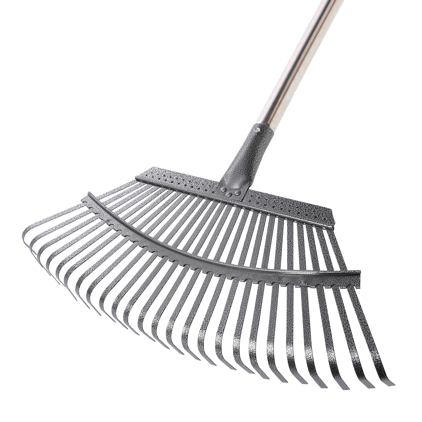 Yocada 19.3" Garden Leaf Rake Wide Heavy Duty Adjustable Long Handle Garden Rake for Yard Garden Lawn Leaves (25 Tines)