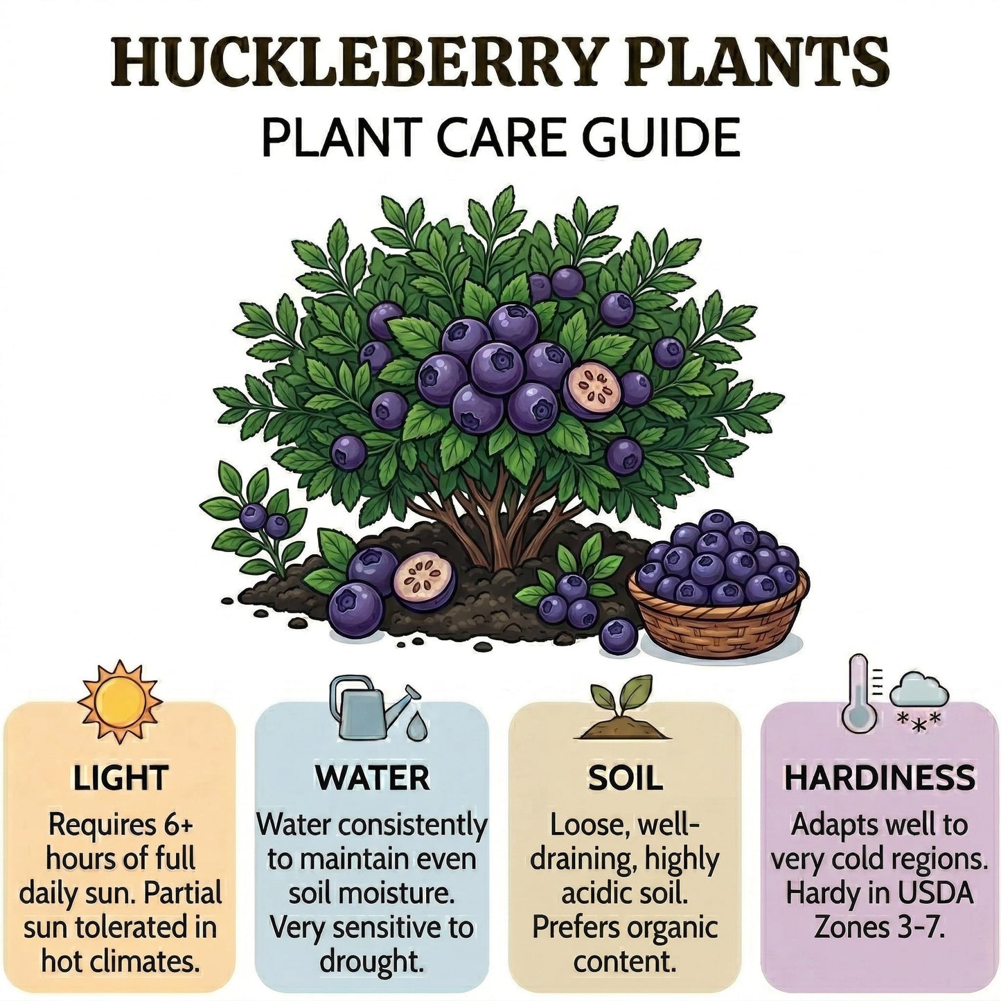 Small Huckleberry Live Plants, 3-4 Inch Tall Bare Root Seedlings, Vaccinium Native Berry Shrub, Edible Fruit Bearing Plant for Landscapes