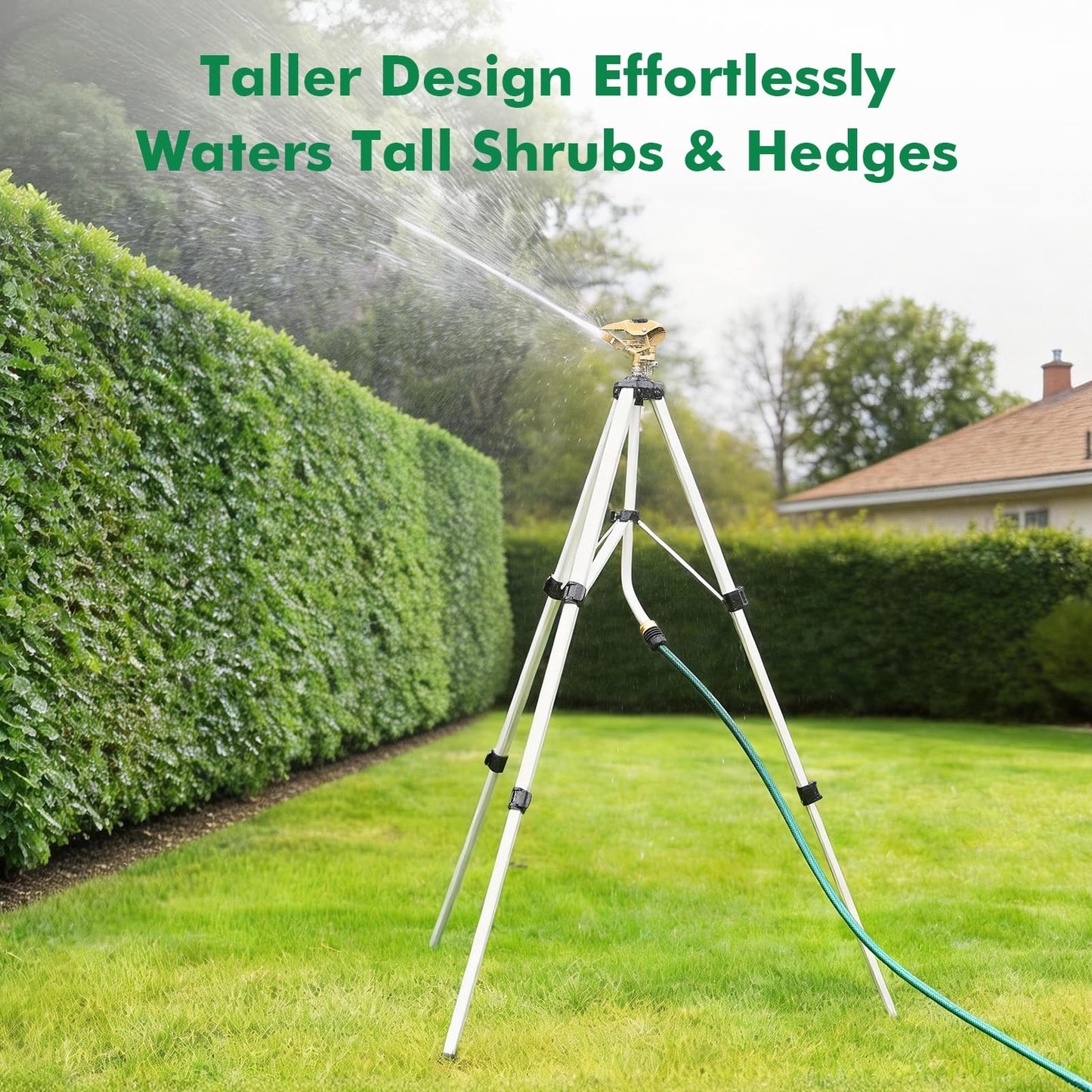 RESTMO 48” Large Full Metal Impact Sprinkler Head on Tripod Base, 360° Rotating & Height Adjustable Tripod, Heavy Duty Zinc Alloy Sprinkler for Large Yard and Lawn Irrigation