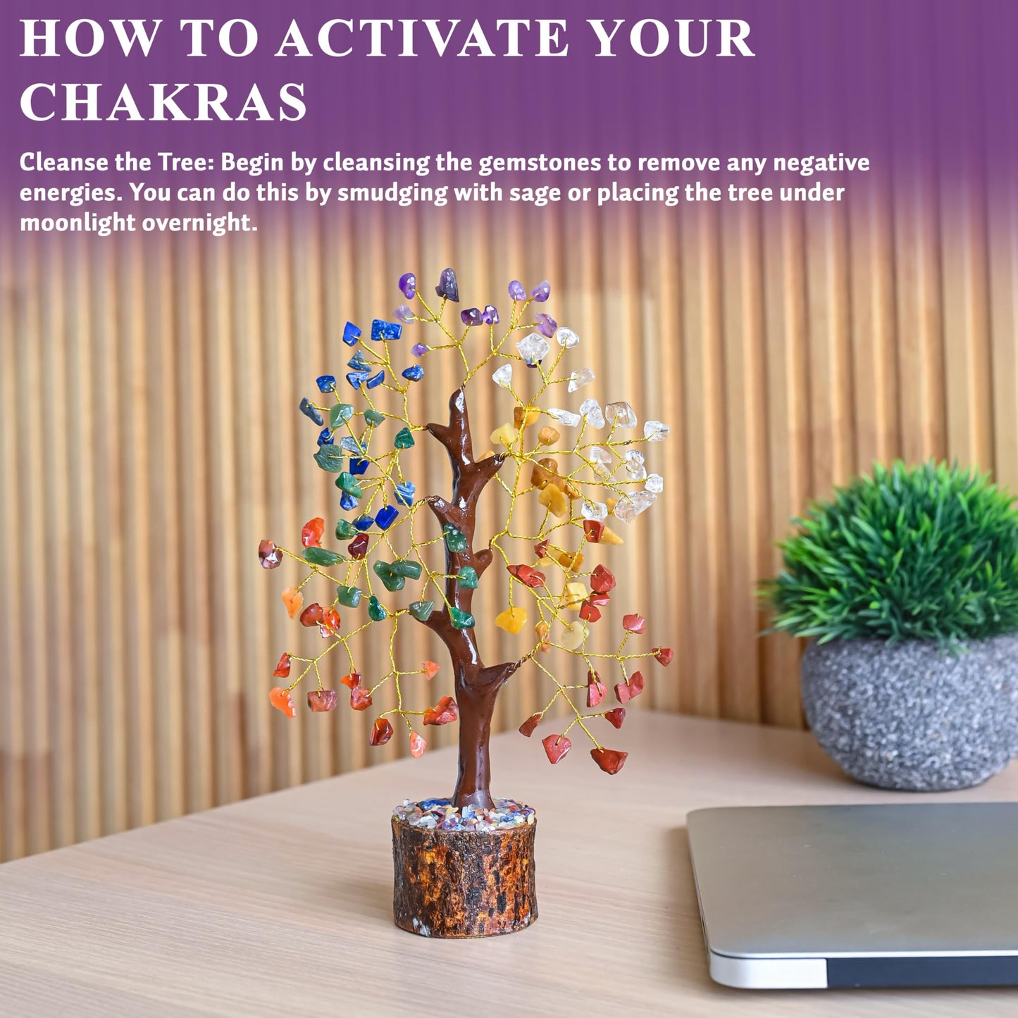 Crocon® 7 Chakra Crystal Tree of Life, Unique Gifts for Women, Meditation, Office Desk Decor, Healing Crystals Tree Gift for Women | House Warming Gift New Home Decoration Present Sister Mom Grandma