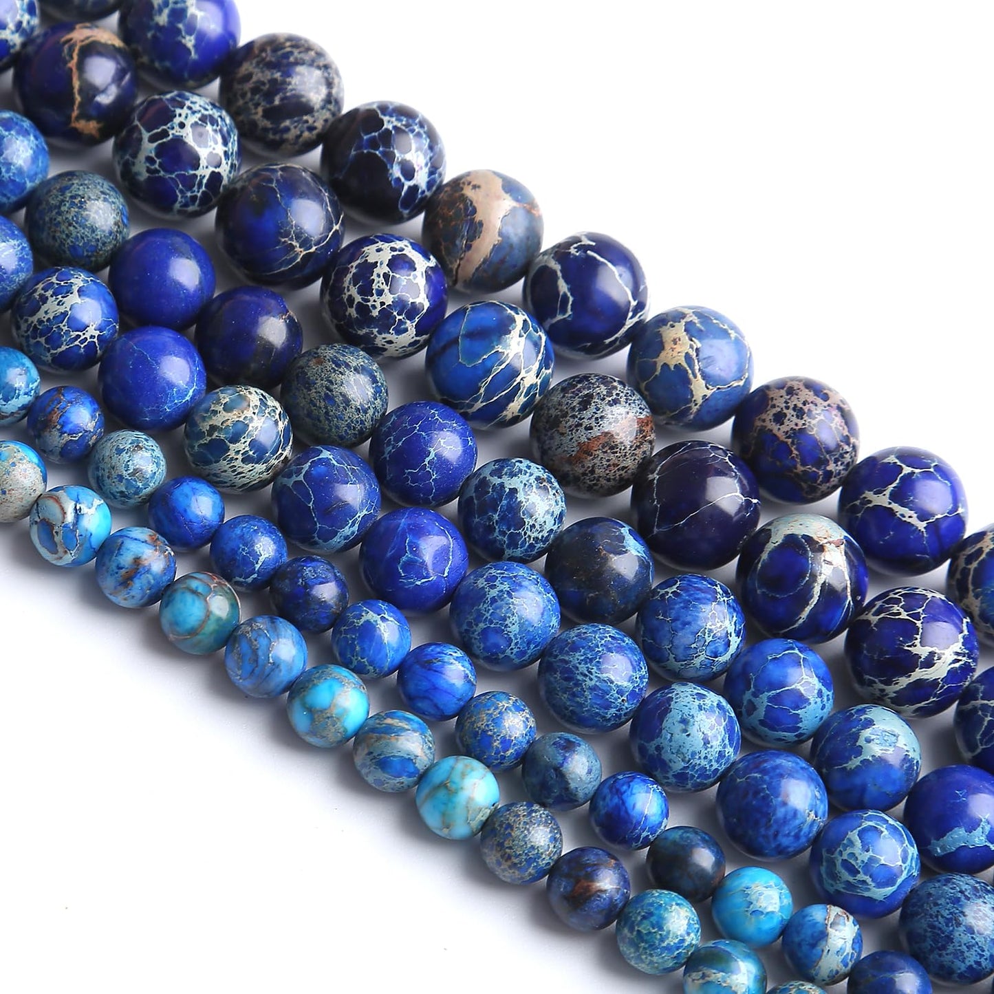 8MM 45PCS Natural Stone Blue Sea Sediment Jasper Loose Beads for Jewelry Making DIY Bracelet