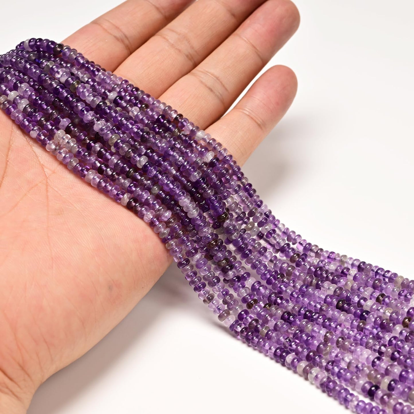 ICAI 2x4mm Natural Amethyst Rondelle Beads – Loose Gemstone Spacers for DIY Jewelry Making