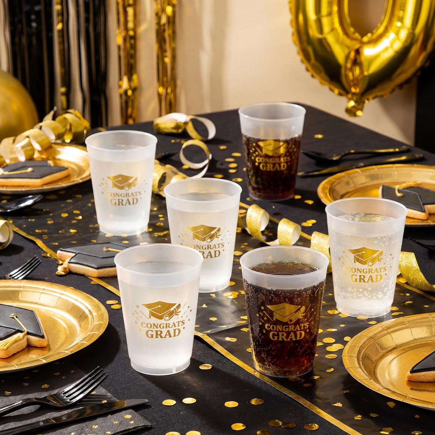 Tioncy 50 Pcs Graduation Cups 2026, 16 oz Frosted Cups, 2026 Happy Congrats Grad Day Plastic Cup, Graduation Happy Party Decorations for Congrats Grad Beverage Drinking Celebrations
