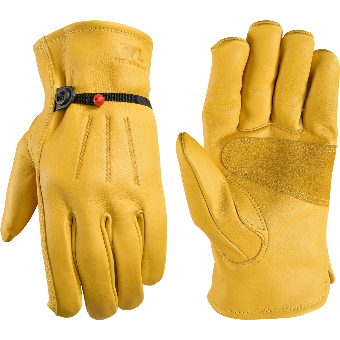Wells Lamont Leather Work Gloves for Men – Heavy Duty, Cowhide, Abrasion & Puncture Resistant – Adjustable Wrist, Gunn Cut Design, Ideal for Ranching, Farming, Construction - Saddletan - M