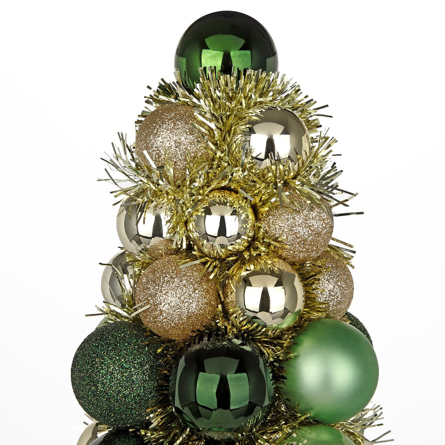 16" Tabletop Christmas Tree Small Green Gold Christmas Tree Decorations with 94 Shatterproof Ornaments Balls Christmas Centerpiece Mini Cone Xmas Tree for Holiday Party Wedding Table Desk Mantel Decor